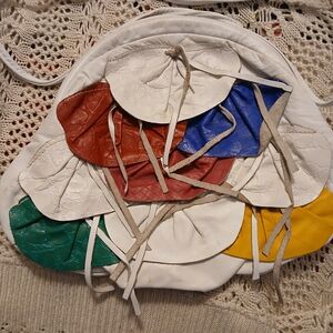 Vintage Leather Crossbody Bag Multi Colored Patches With Fringe BOHO And  Unique